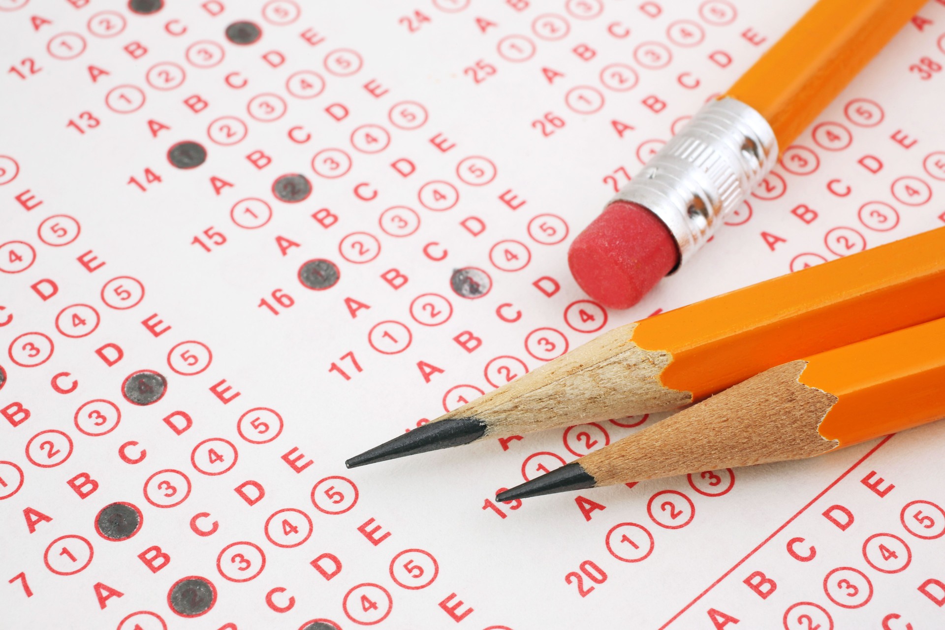 Pencils on Exam Sheet