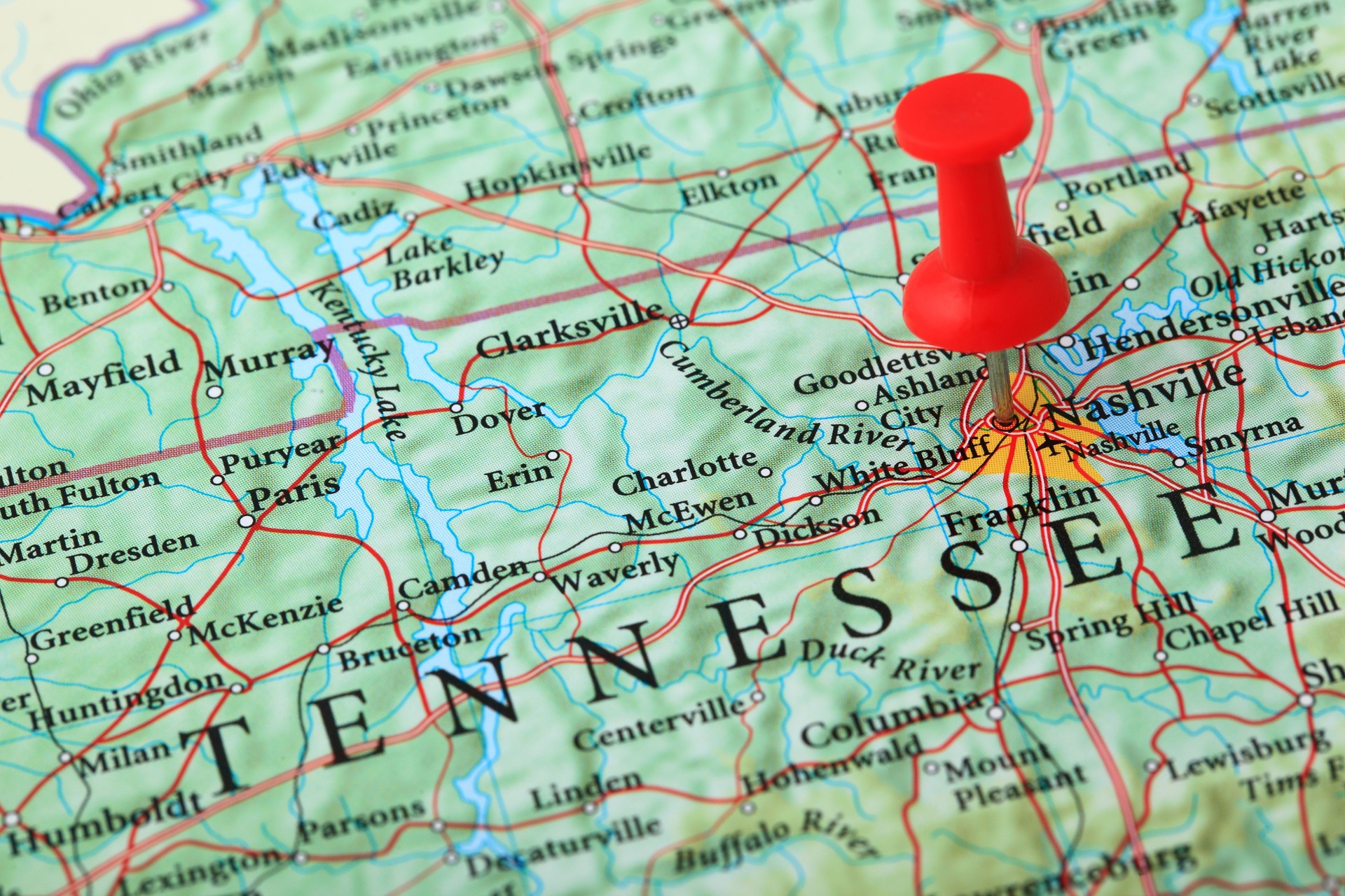 Nashville Map, Tennessee - USA