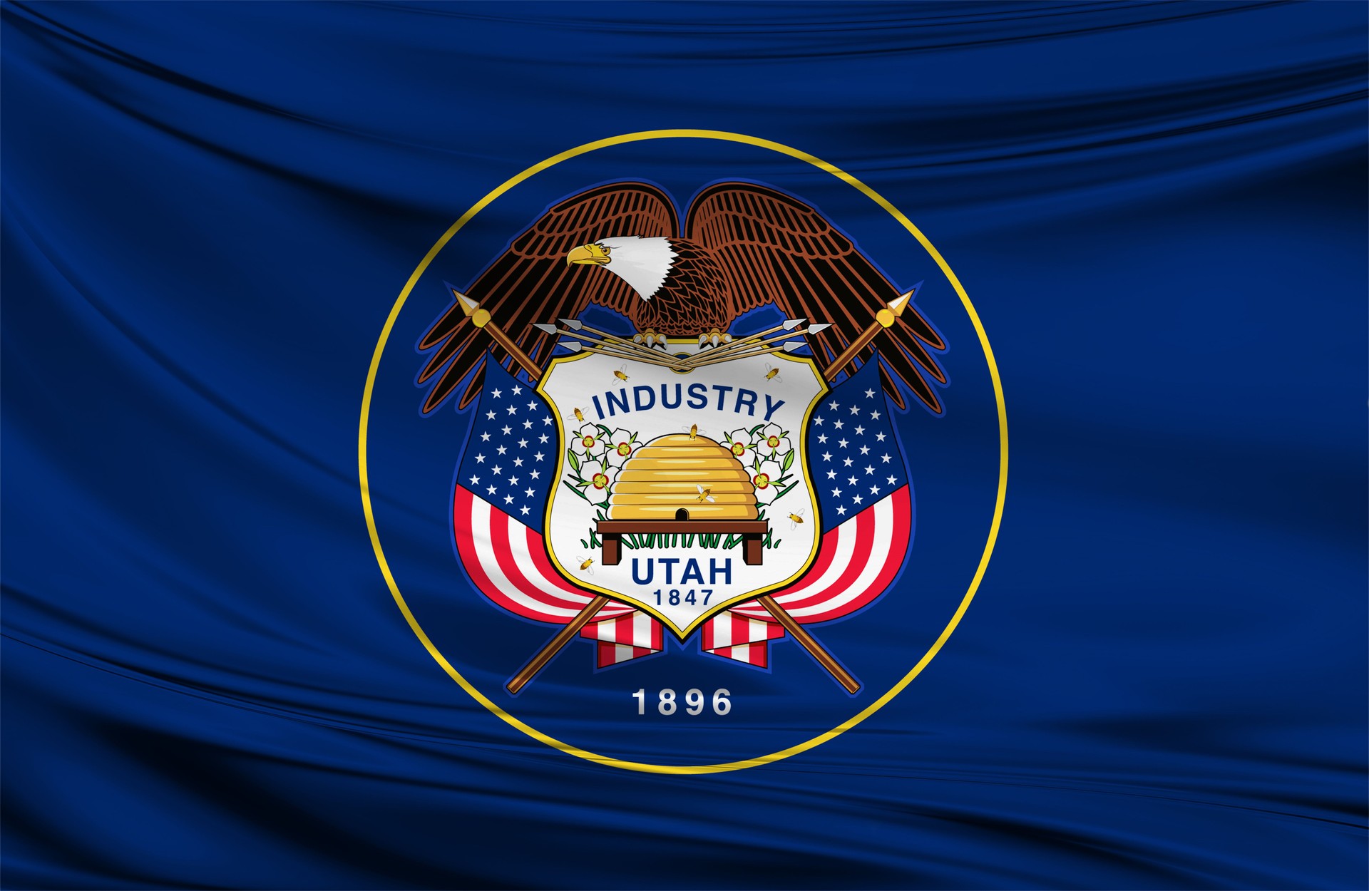 Utah State waving flag